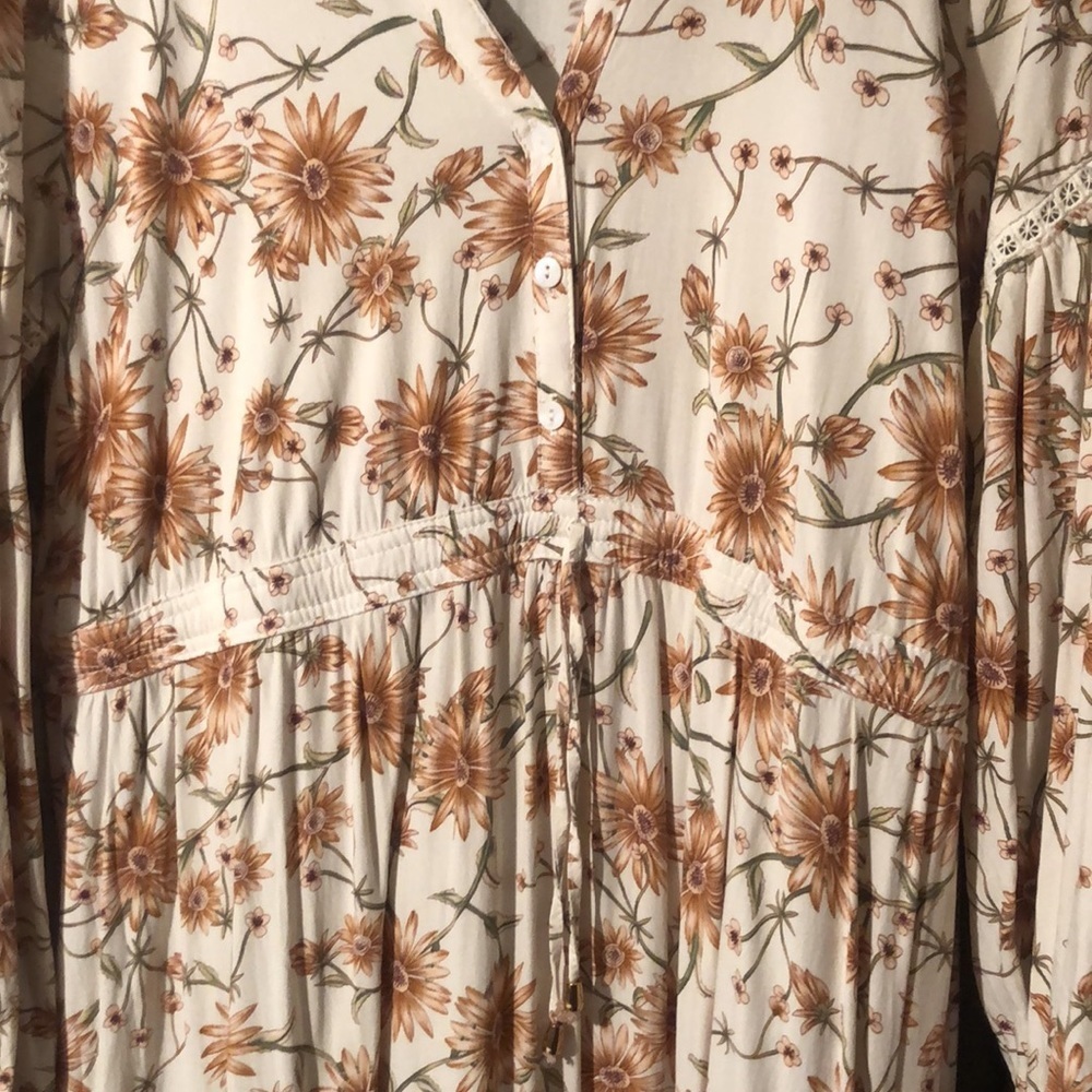 Jaase Caramel Daisy Long Sleeved Maxi Dress L - Final Price - Picture 8 of 12